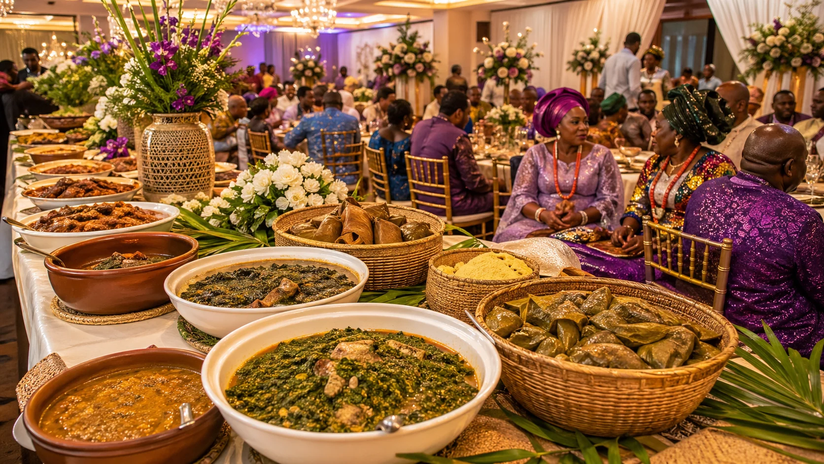 Hire expert Calabar caterers offering Efik specialties like Edikang Ikong and Afia Efere for weddings or parties, sourced from Watt Market.
