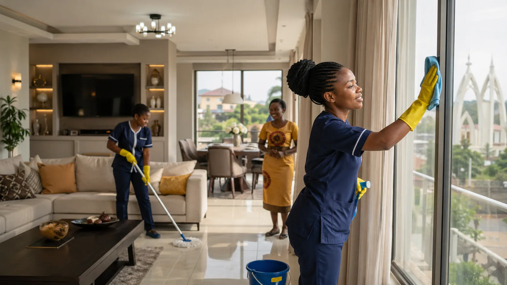 Hire vetted cleaners for post-construction or routine home cleaning. We dispatch trusted professionals to scrub floors and wash windows in Calabar's Ekorinim and State Housing.
